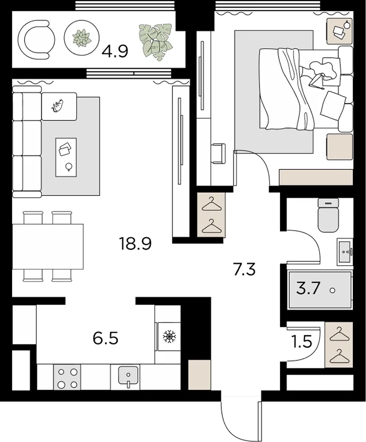 Двухкомнатная Евро