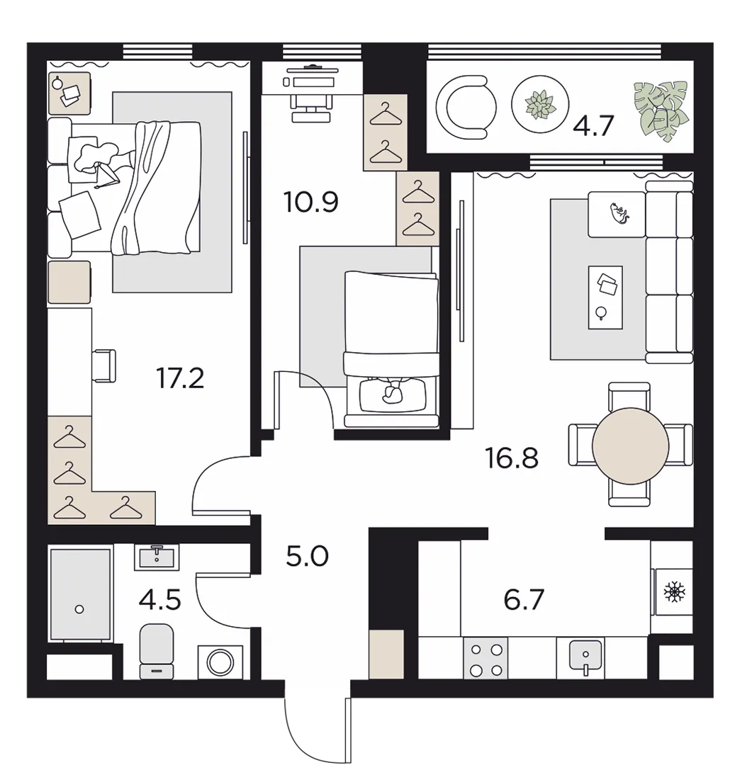 Трехкомнатная Евро